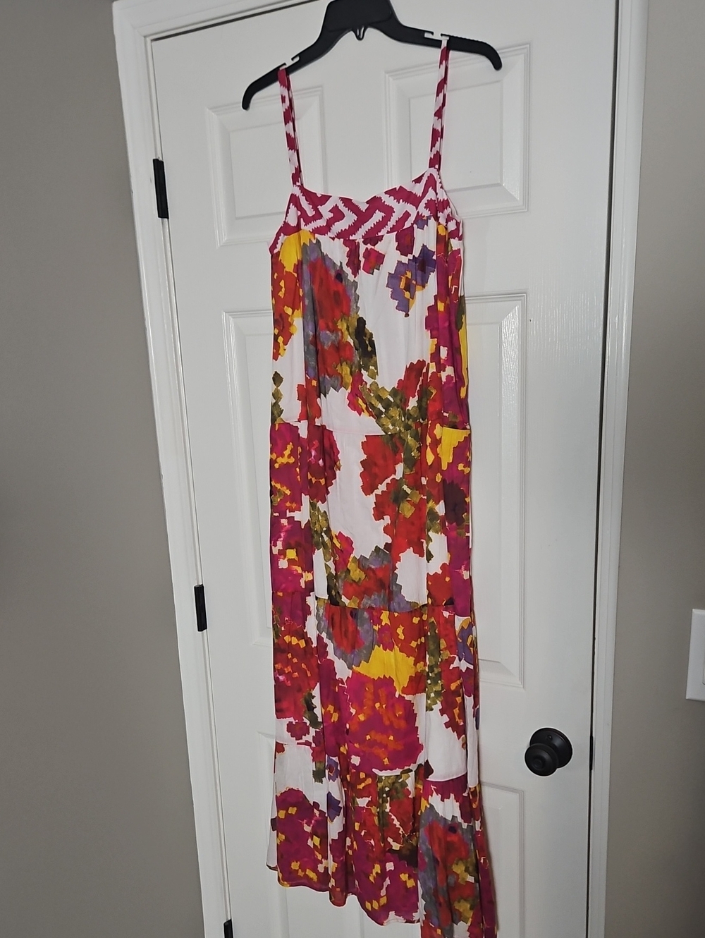 Ro's‎ Garden Natasha Tiered Cotton Maxi dress: Colorful Floral/Geo Print: XS